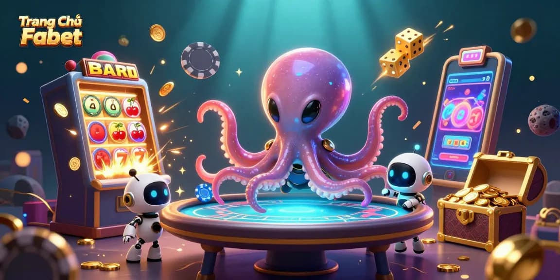 Experience the thrill of gaming at Trang Chủ Fabet with an exciting alien poker scene filled with vibrant casino elements.