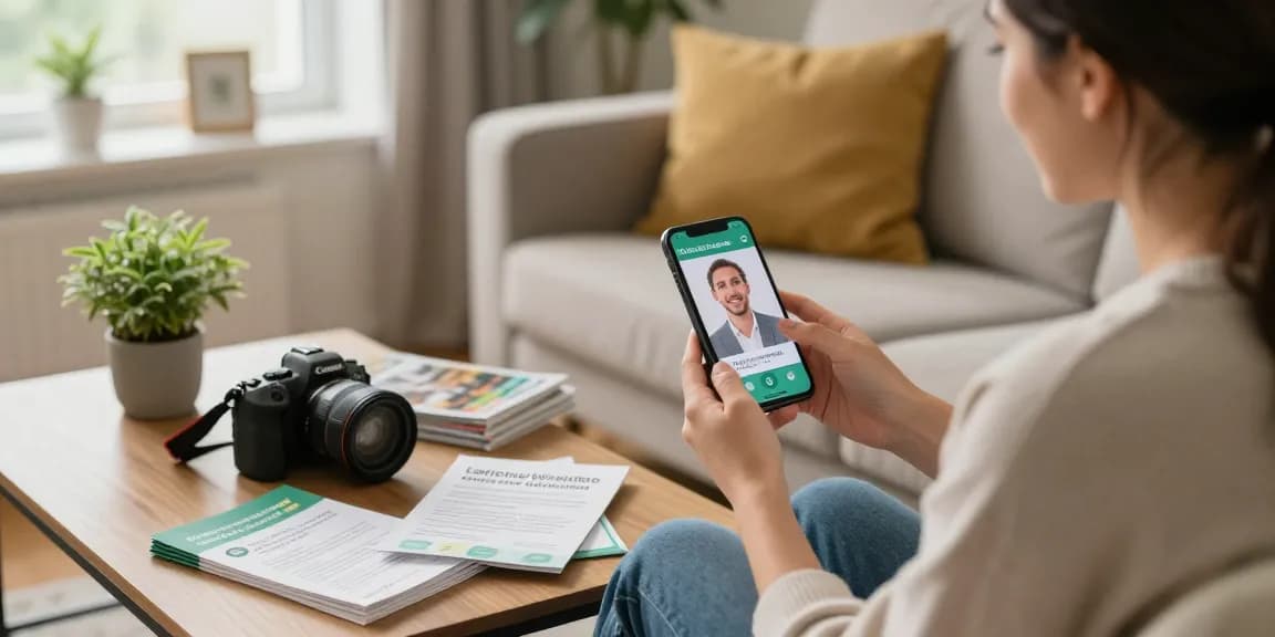 Person bei der Telemedizin-Konsultation zum Thema Cannabis bei Schmerzen und Depression in einer gemütlichen Wohnzimmerumgebung.