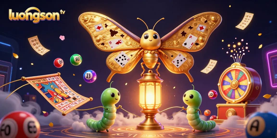 Experience immersive gaming with luongson tv's vibrant casino-themed illustration, showcasing dynamic lottery elements.