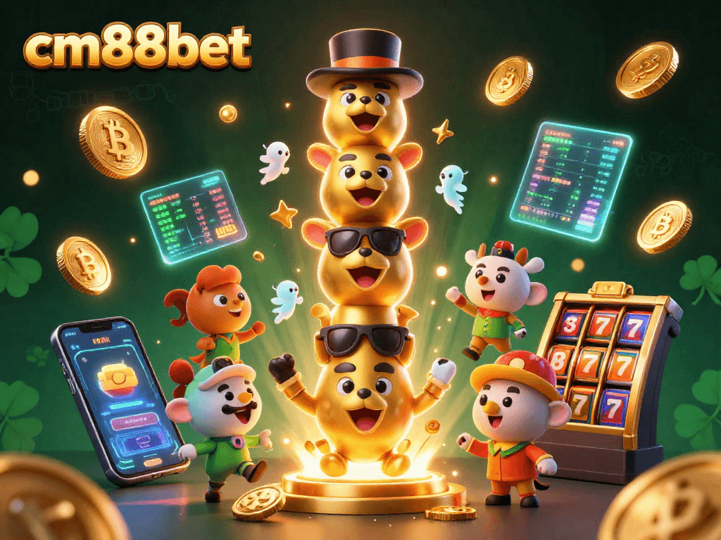 Experience thrilling jackpots at cm88bet with interactive golden totem and vibrant 3D gambling elements.
