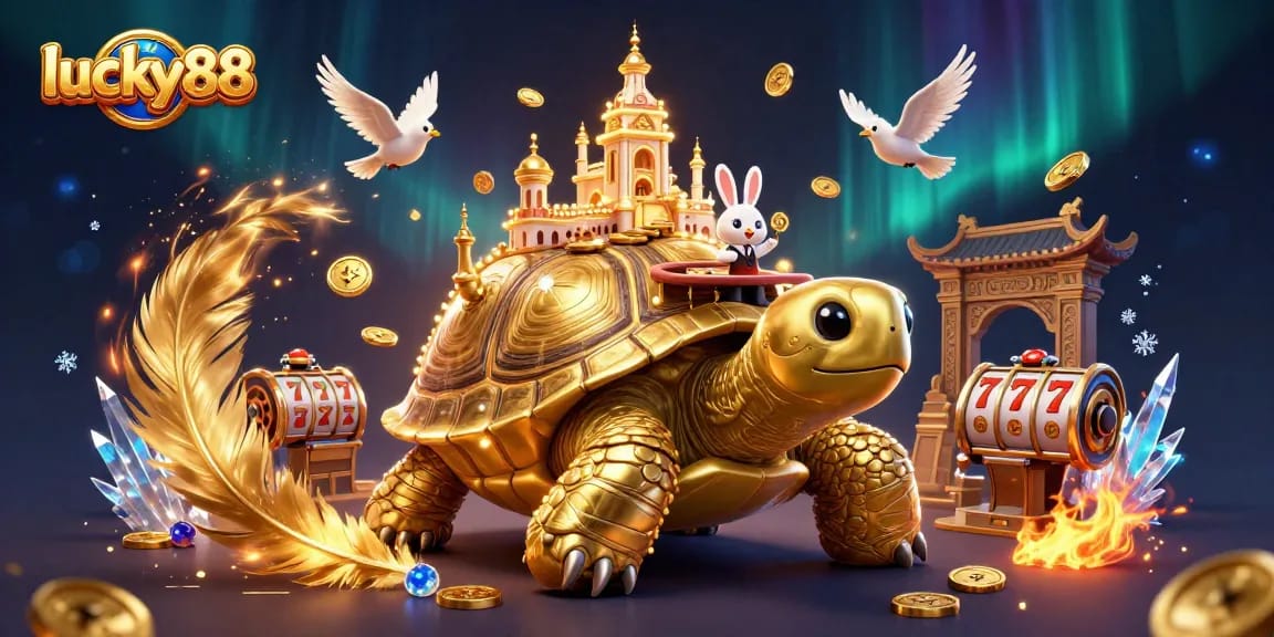 Experience excitement with lucky88 as golden tortoise casino theme, featuring vibrant characters and gaming elements.