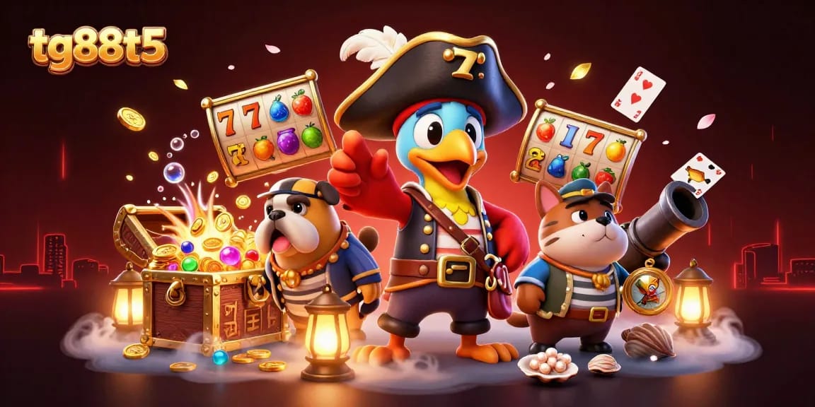 Place your bets with tg88t5 as the pirate captain leads the treasure hunt in a vibrant casino adventure.