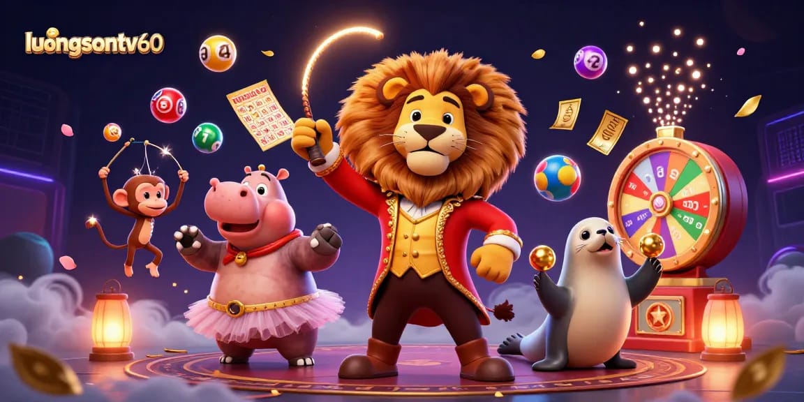 Experience the excitement of luongsontv60 with a vibrant illustration of gambling and lottery elements in action.