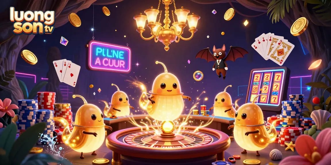 Experience the thrill of casino gaming with luong son tv's vibrant and luminous 3D illustration.