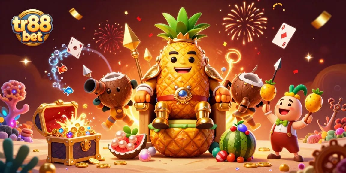 Engage with the exciting tr88 bet experience featuring a vibrant 3D casino scene full of fun characters.