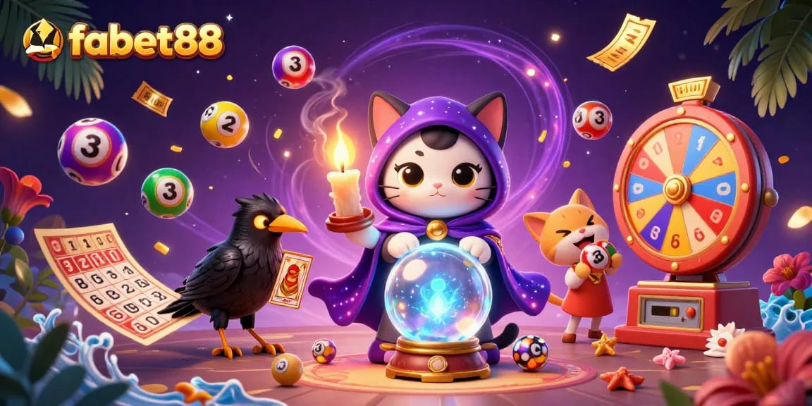 Experience the magical thrills of gambling with fabet88, featuring spinning prizes and vibrant lottery elements.
