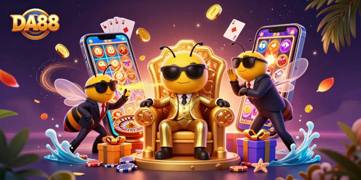 Experience thrilling gameplay with DA88's vibrant slot machines in a magical casino scene.