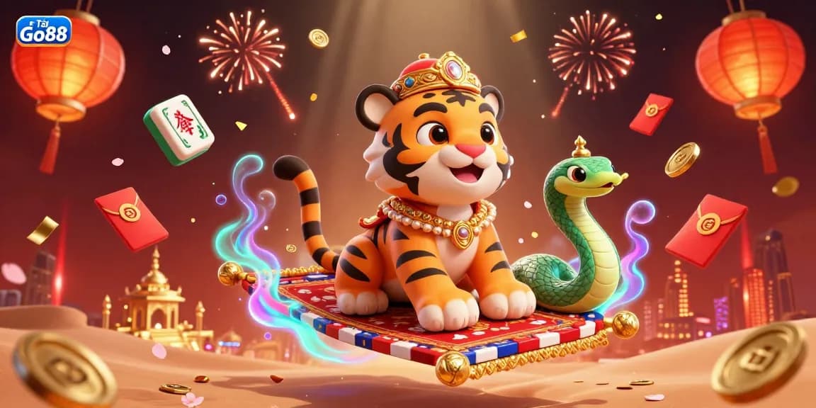 Tải Go88 launches players into an exciting Arabian Nights casino experience with colorful elements.