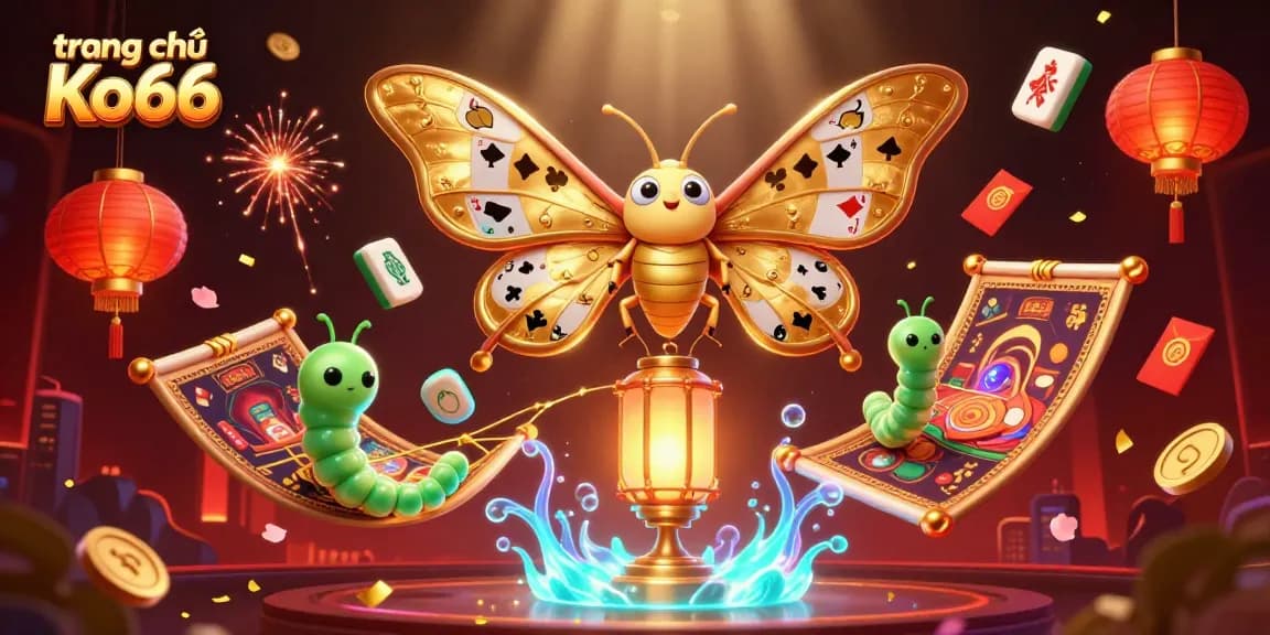 Experience the vibrant action at trang chủ Ko66 with a dynamic casino-themed illustration showcasing luck and excitement.