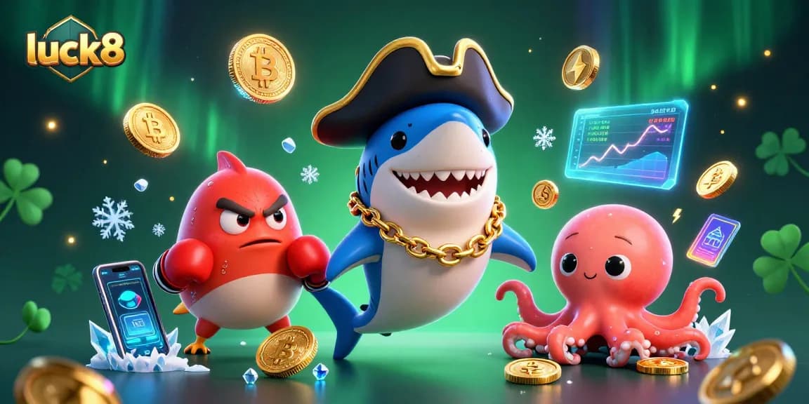 Engage in thrilling gameplay at luck8 with vibrant characters and digital casino elements.