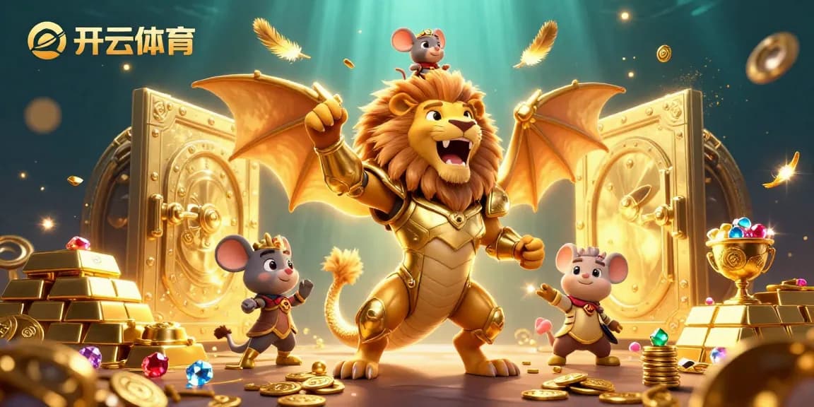 Experience the excitement of 开云体育 with a thrilling display of golden treasures and a dynamic gaming scene.