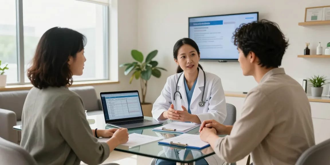 Engaged consultation about tesamorelin Canada in a modern health setting.