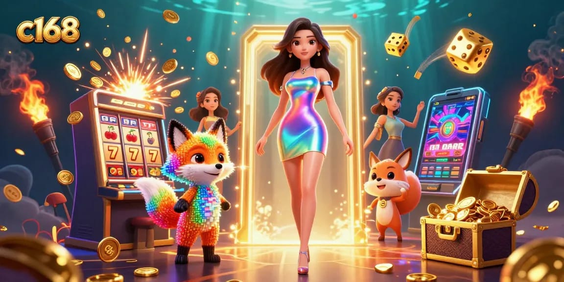 Experience thrill at c168's dynamic casino, showcasing exciting games and vibrant visuals.