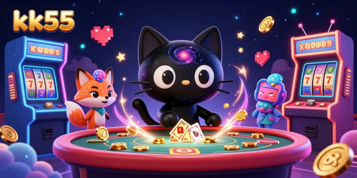 Play exciting slot games at kk55 with vibrant characters and cosmic casino elements.