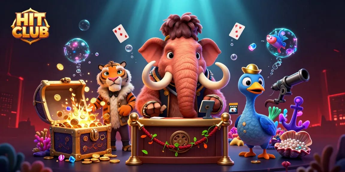 Engage in thrilling gameplay at HIT CLUB with a vibrant casino bouncer scene and treasure elements.