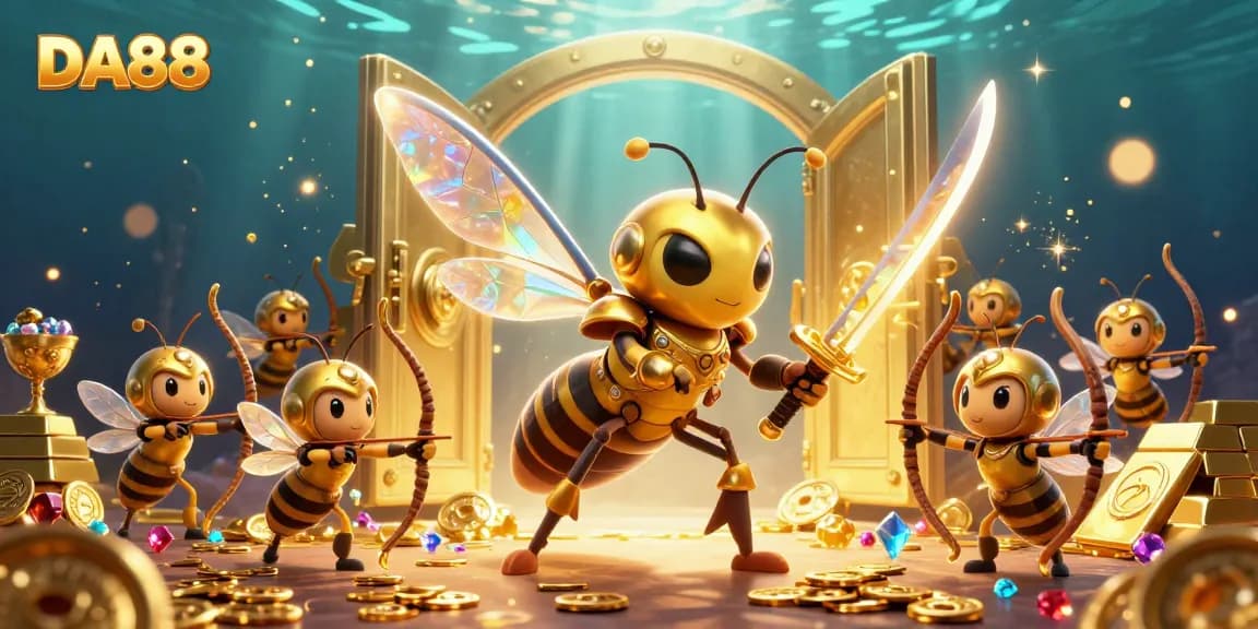 Engage with DA88's thrilling 3D casino adventure featuring dynamic hornet characters and treasures.