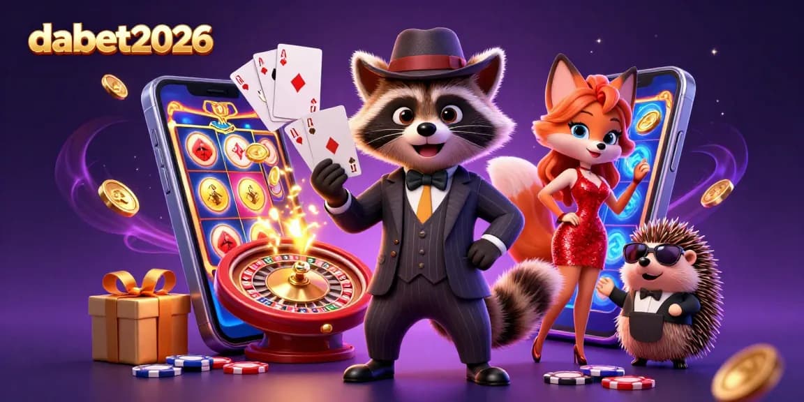 Experience thrilling gameplay with dabet2026 featuring a raccoon and friends in a vibrant casino scene