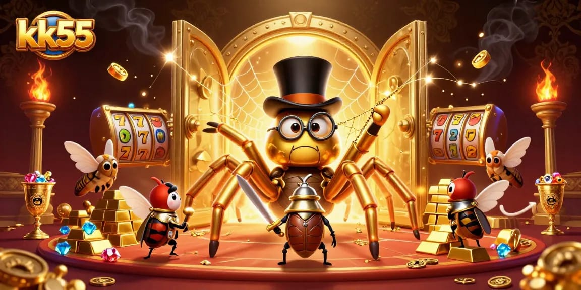 Engage in the kk55 casino adventure with golden treasures and a brave knight.