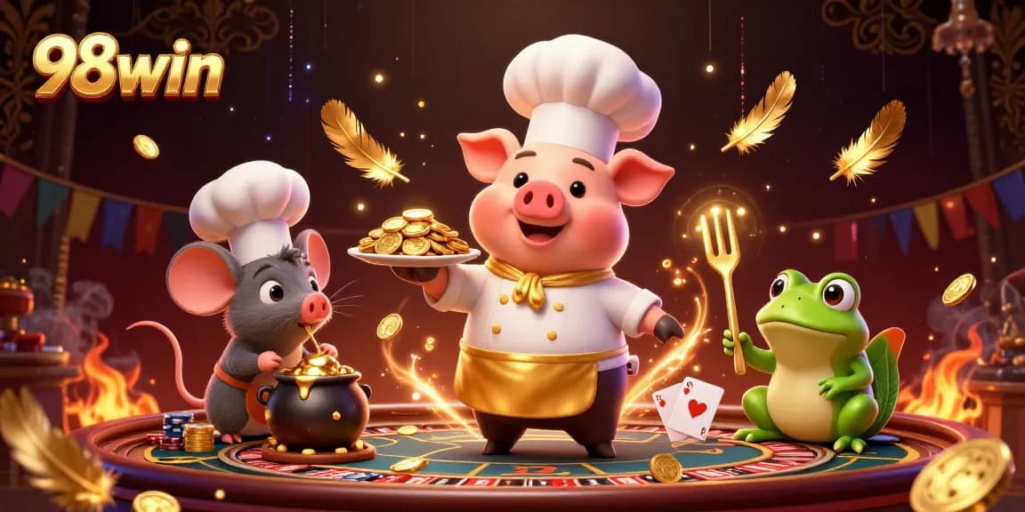 Experience 98win's vibrant live casino scene, with characters engaging in thrilling gameplay.