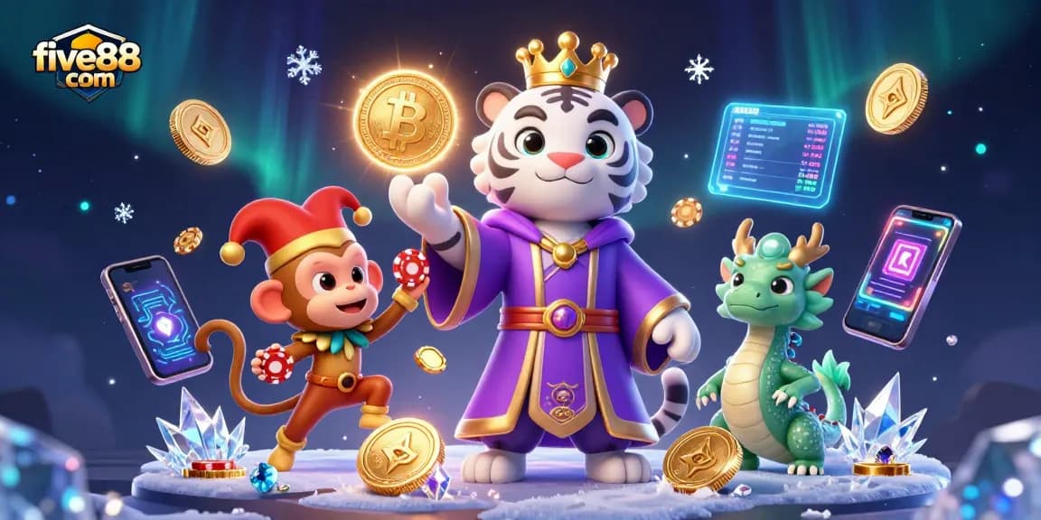 Experience the thrill at five88 com with a dynamic poker scene featuring majestic characters.
