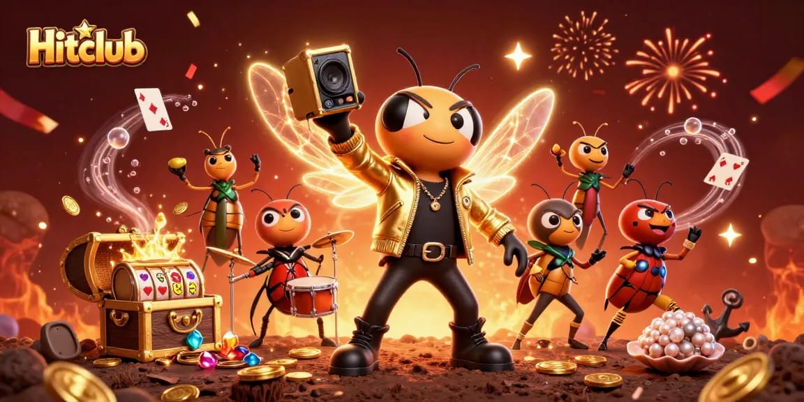 Hitclub players enjoy jackpot wins in an electrifying casino-inspired scene with vibrant gaming elements.