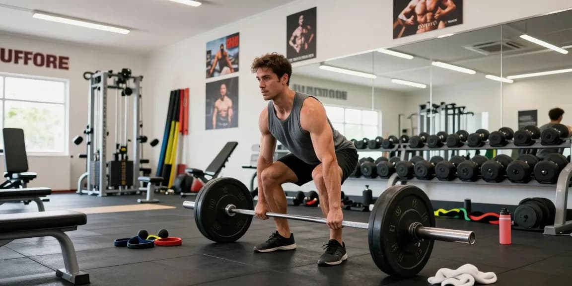 Sportlicher Mann trainiert mit Prime Pharma Steroiden in einem modernen Fitnessstudio.