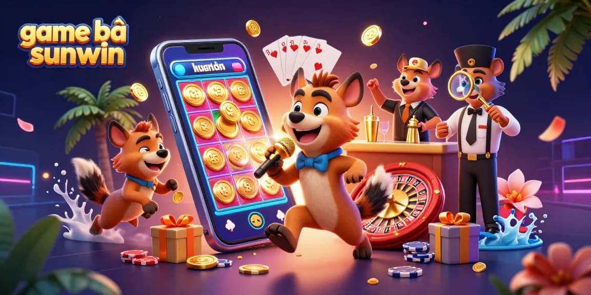 Engage in lively gaming at game bài sunwin with entertaining casino hyenas in a vibrant 3D scene.