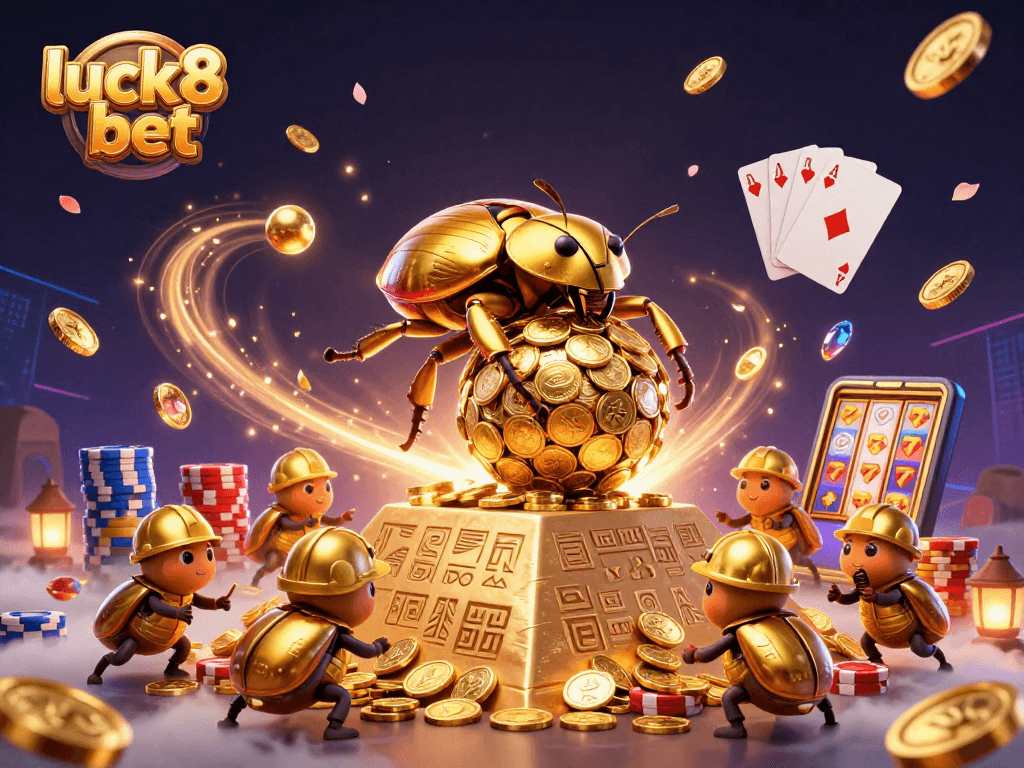 Experience luck8 bet with vibrant casino attractions, golden coins, and dynamic gaming elements.