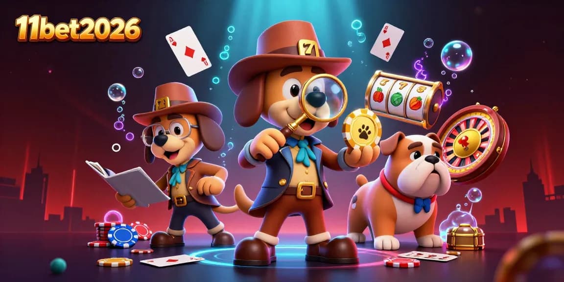 Engage with 11bet2026 as a detective finds poker chips amidst luxurious casino elements.