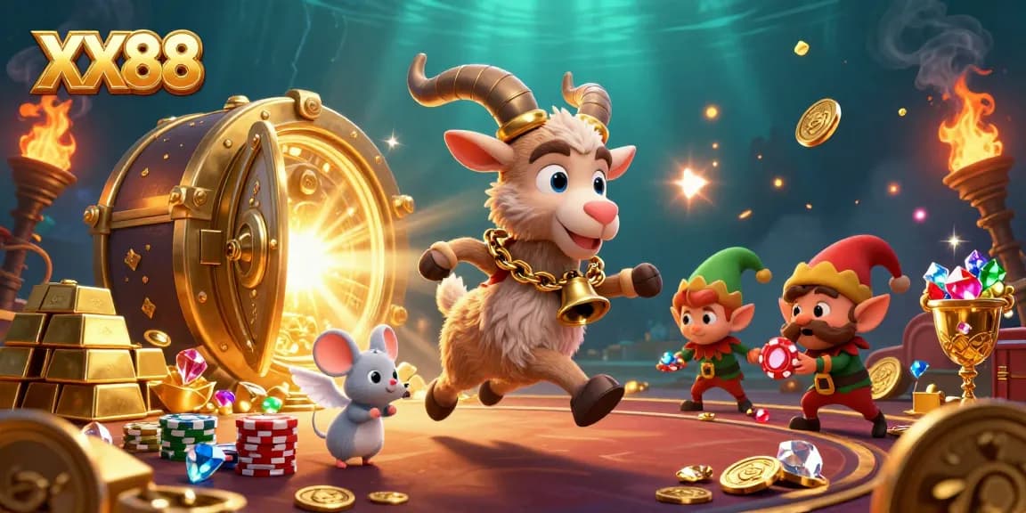 Engage with XX88 as Krampus manages a holiday casino adventure with playful characters and golden treasures!
