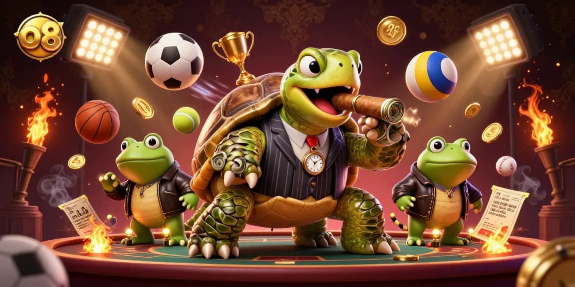 Engage in exciting betting activities at O8, showcasing a vibrant casino atmosphere with unique characters.
