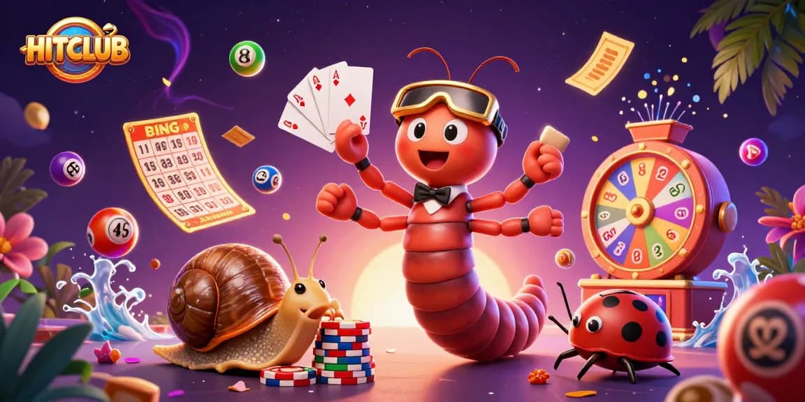 Experience HITCLUB's vibrant casino scene with a millipede dealer and high-roller snail.