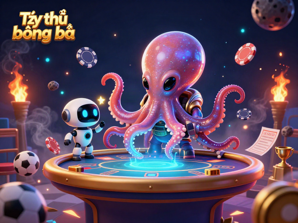 Engage with Tỷ lệ bóng đá while an alien octopus masters a poker table in space!