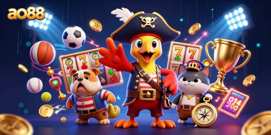 Play engaging casino games at ao88 with vibrant characters and thrilling elements.