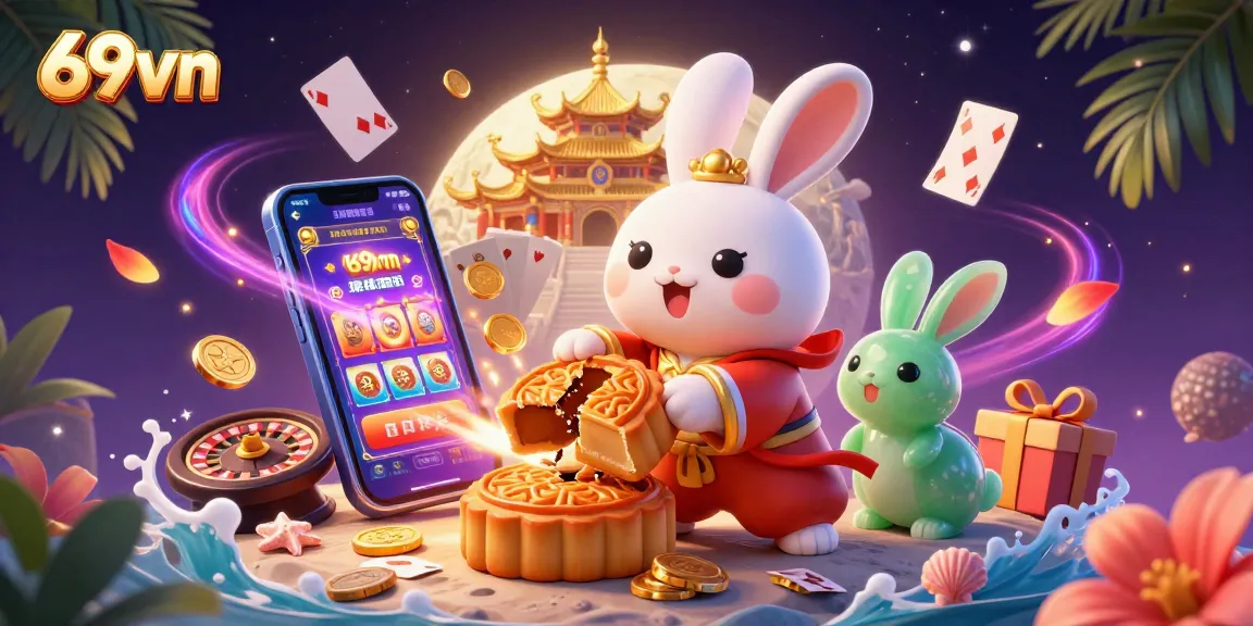Experience thrilling gameplay with 69vn: a moon rabbit illustration bringing festive casino excitement.