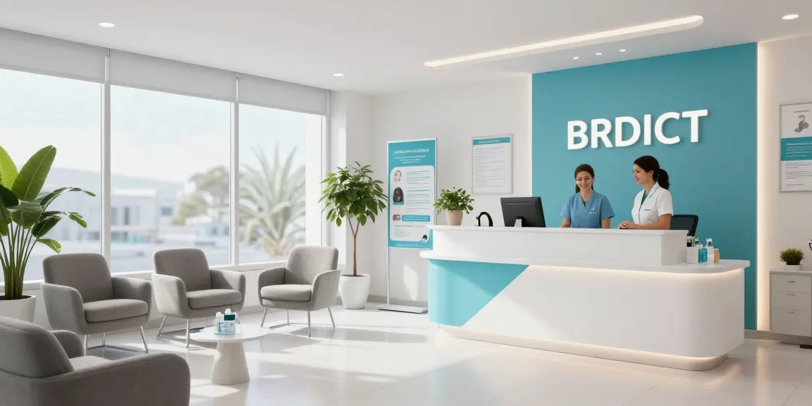 Hair transplant Istanbul - modern clinic reception area with professional staff and patient care materials.