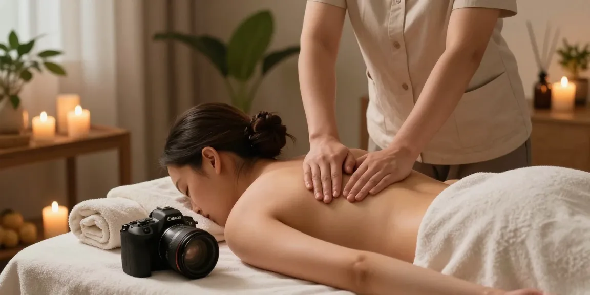 Enjoying a relaxing 스웨디시출장 massage in a serene home spa environment.