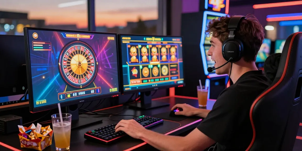 Engaged player enjoying oppa86 online slots with vibrant graphics.