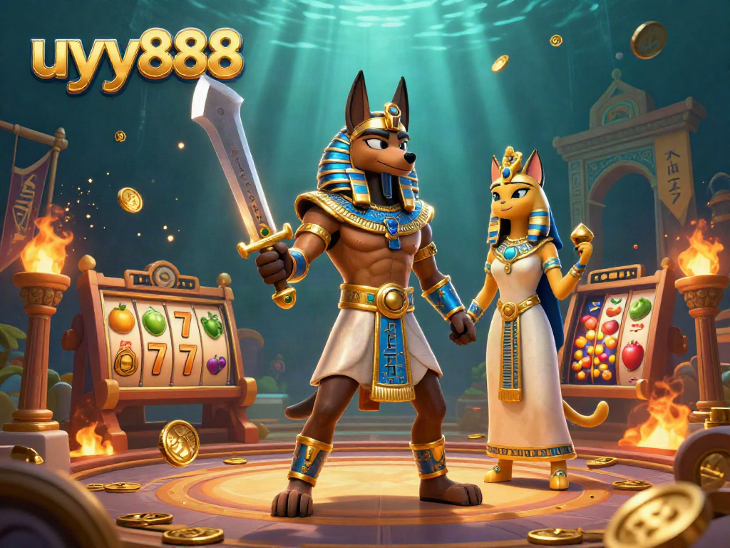 Experience the excitement of uyy888 casino through Anubis and Bastet amid thrilling gaming elements.