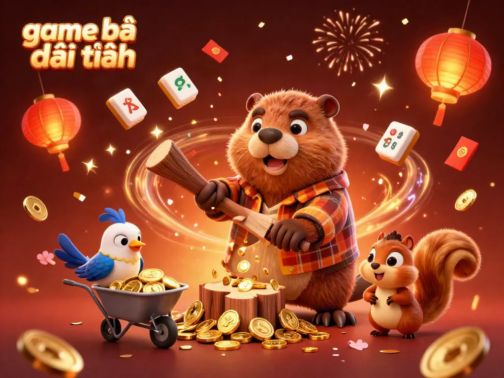Experience thrilling game bài đổi thưởng with cartoon characters collecting coins in a vibrant casino scene.