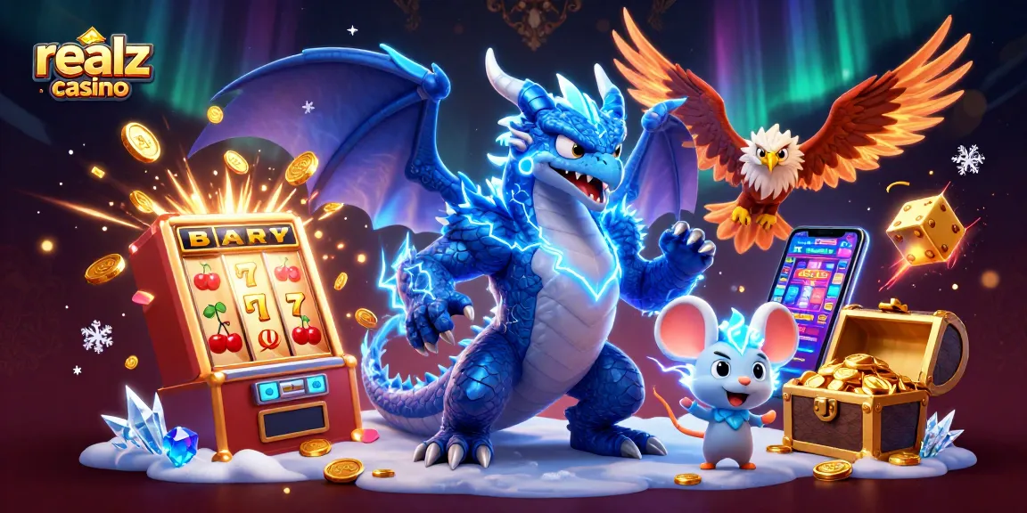 Experience thrilling gaming at realz casino with vibrant slot machines and dynamic characters in action.