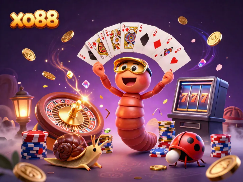 Experience exciting wins with xo88 in this vibrant casino scene, showcasing animated characters and dazzling game elements.