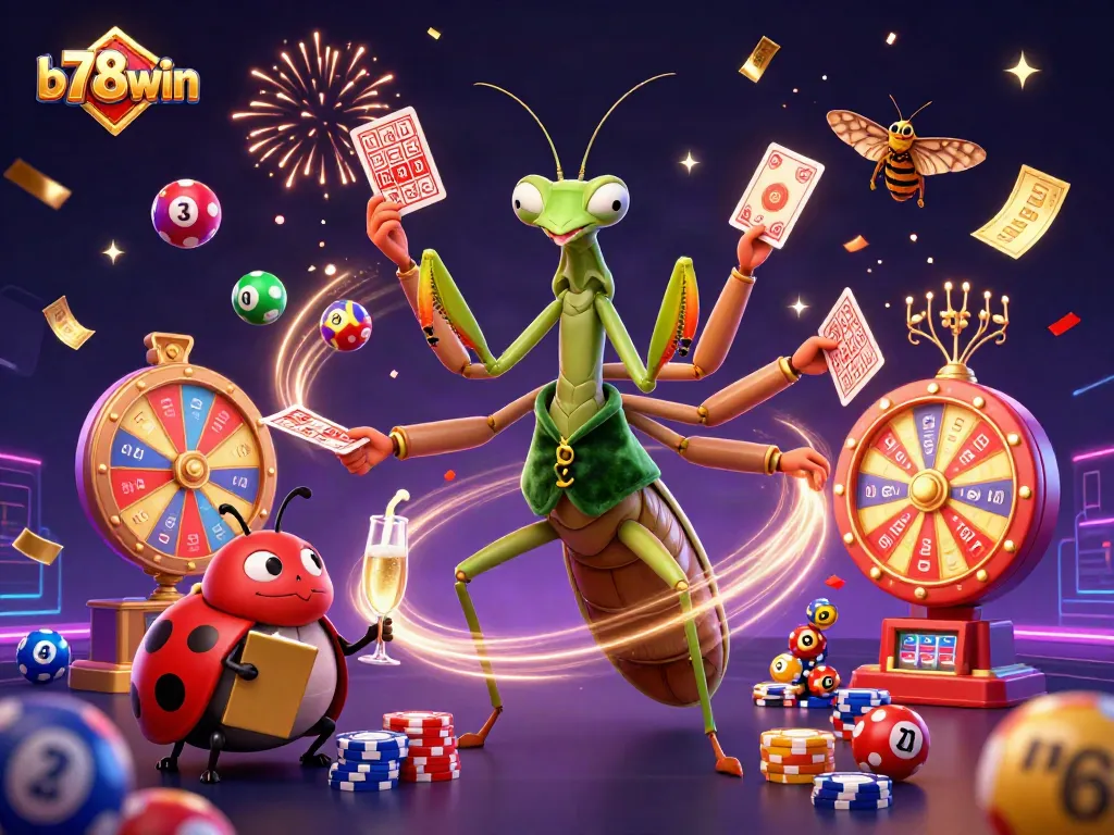 Engage with the excitement of b78win through a vibrant 3D illustration of a bustling casino scene.