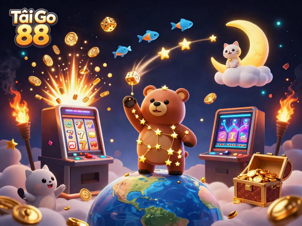 Experience Tải Go 88 with vibrant casino graphics featuring 3D characters and dynamic gaming elements.