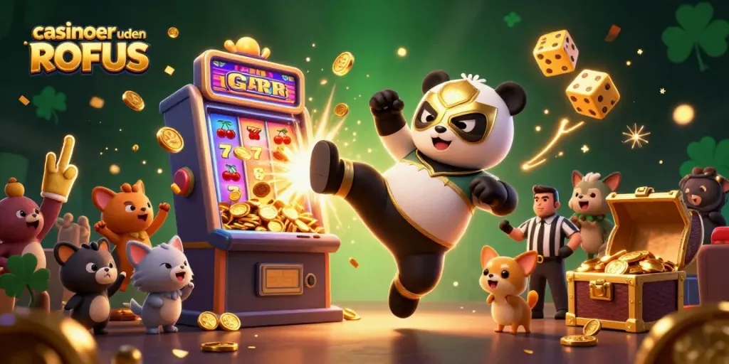 Experience the thrill of casinoer uden ROFUS with a lively scene of animated characters, vibrant gaming elements, and dynamic action.