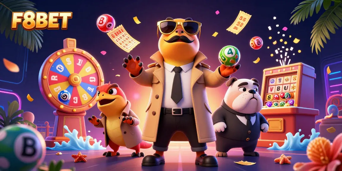 Engage with the F8BET experience; raptors in a trench coat entering a VIP casino, animated fun.