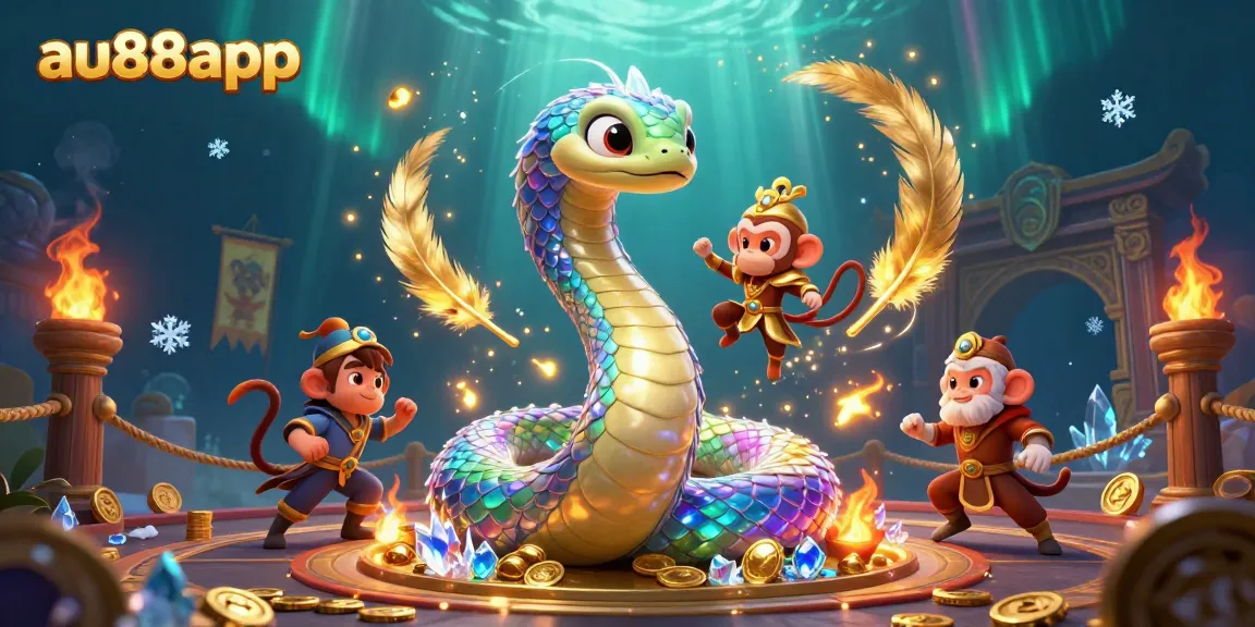 Join the excitement at au88app with this vibrant casino-themed scene featuring playful characters and magical elements.