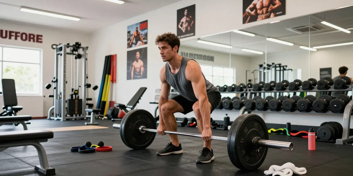 Sportlicher Mann trainiert mit Prime Pharma Steroiden in einem modernen Fitnessstudio.