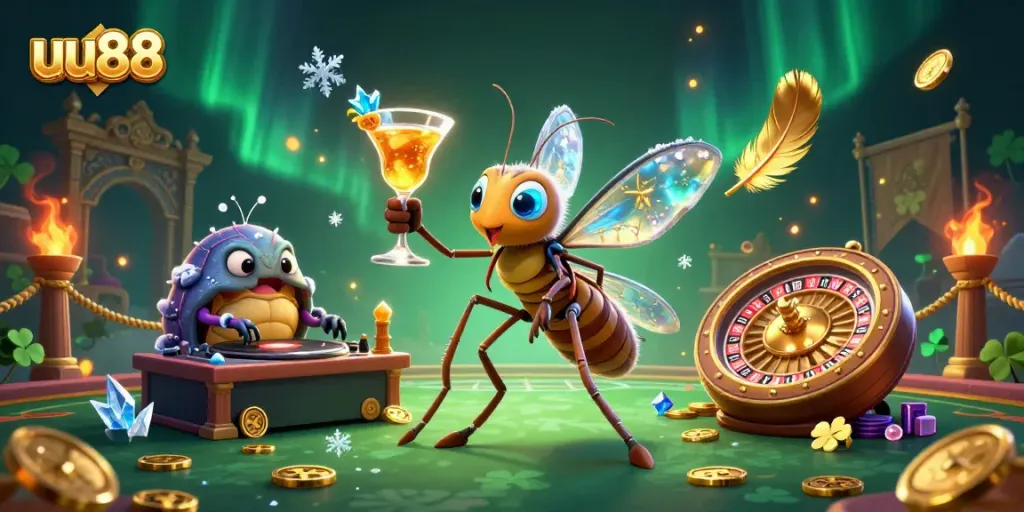 Experience thrilling gameplay with uu88 at a lively online casino scene featuring fun characters and gaming elements.