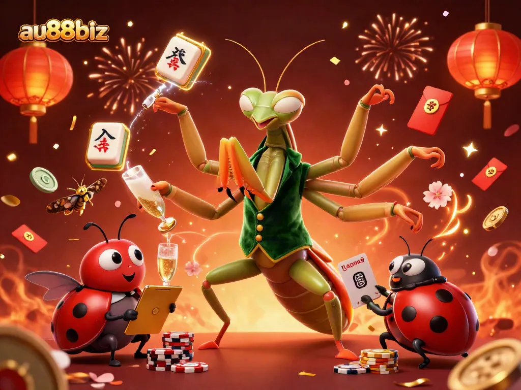 Experience thrilling gameplay at au88biz with cartoon characters amidst vibrant casino-themed elements.